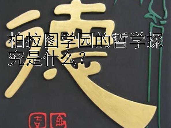 柏拉图学园的哲学探究是什么？