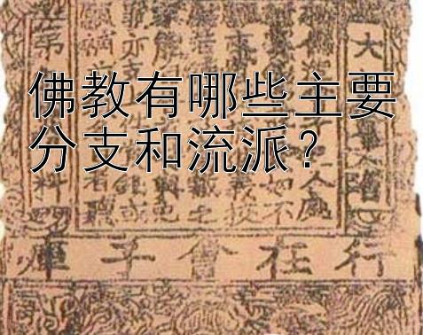 佛教有哪些主要分支和流派？