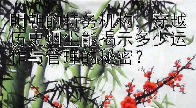 明朝的特务机构，穿越历史烟尘能揭示多少运作与管理的秘密？