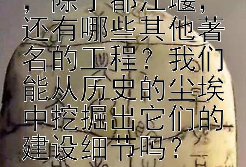 古代的水利工程，除了都江堰，还有哪些其他著名的工程？我们能从历史的尘埃中挖掘出它们的建设细节吗？